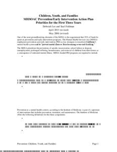 Children, Youth, and Families MHSOAC Prevention/Early Intervention Action Plan Priorities for the First Three Years