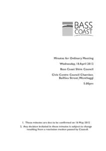 Minutes of Ordinary Meeting - 18 April 2012