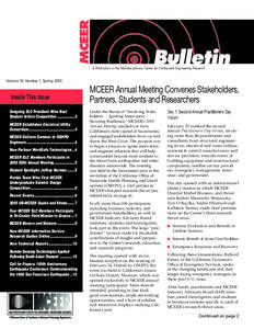 MCEER  Bulletin A Publication of the Multidisciplinary Center for Earthquake Engineering Research