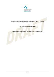 COMHAIRLE CATHRACH BHAILE ÁTHA CLIATH  DUBLIN CITY COUNCIL DRAFT CONTROL OF HORSES BYE LAWS 2013