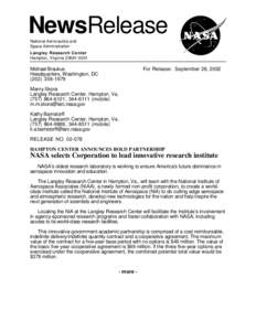 NewsRelease National Aeronautics and Space Administration Langley Research Center Hampton, Virginia[removed]