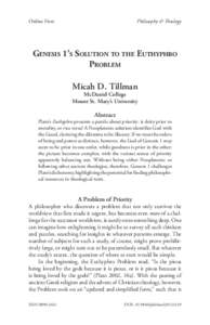 Online First: 	  Philosophy & Theology Genesis 1’s Solution to the Euthyphro Problem