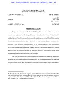 Case 2:12-cv[removed]LMA-ALC Document 565 Filed[removed]Page 1 of 4  UNITED STATES DISTRICT COURT EASTERN DISTRICT OF LOUISIANA LASHAWN JONES ET AL.