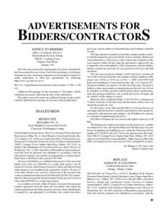 ADVERTISEMENTS FOR  BIDDERS/CONTRACTORS NOTICE TO BIDDERS Office of General Services Procurement Services Group