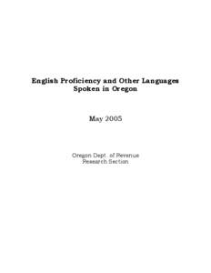 English Proficiency and Other Languages Spoken in Oregon