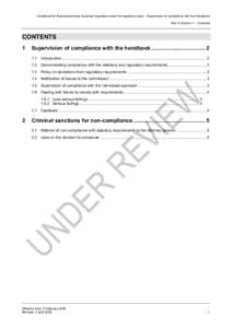 Handbook for financial services business regulated under the regulatory laws – Supervision of compliance with the Handbook Part 3: Section 1 – Contents CONTENTS 1