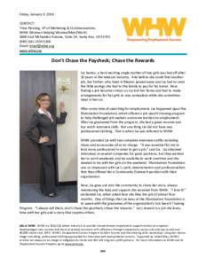 Friday, January 3, 2014 CONTACT: Trina Fleming, VP of Marketing & Communications WHW (Women Helping Women/Men2WorkEast McFadden Avenue, Suite 1A, Santa Ana, CA2333 X304