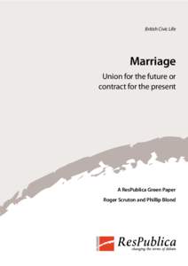 British Civic Life  Marriage Union for the future or contract for the present