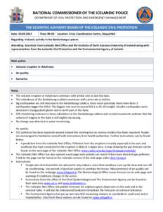 NATIONAL COMMISSIONER OF THE ICELANDIC POLICE DEPARTMENT OF CIVIL PROTECTION AND EMERGENCY MANAGEMENT THE SCIENTIFIC ADVISORY BOARD OF THE ICELANDIC CIVIL PROTECTION Date: [removed]