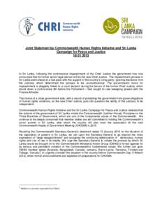 Joint Statement by Commonwealth Human Rights Initiative and Sri Lanka Campaign for Peace and Justice[removed]