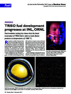 Fuel  As seen in the November 2013 issue of Nuclear News Copyright © 2013 by the American Nuclear Society  RESEARCH