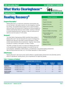 WWC Intervention Report	  U.S. DEPARTMENT OF EDUCATION What Works Clearinghouse™ Beginning Reading