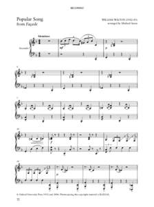 SECONDO  Popular Song WILLIAM WALTON (1902–83) arranged by Michael Aston