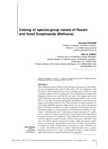 Catalog of species-group names of Recent and fossil Scaphopoda (Mollusca) Gerhard STEINER Institute of Zoology, University of Vienna, Althanstr. 14, A-1090 Vienna (Austria) [removed]