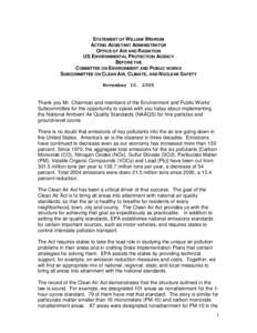 USEPA: OCIR: Statement of William Wehrum, Acting Assistant Administrator, Office of Air and Radiation, November 10, 2005