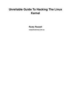 Unreliable Guide To Hacking The Linux Kernel Rusty Russell 