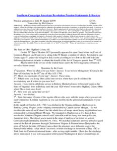 Southern Campaign American Revolution Pension Statements & Rosters Pension application of John W. Harper S2599 Transcribed by Will Graves f25VA[removed]