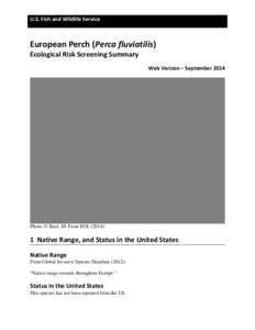 U.S. Fish and Wildlife Service  European Perch (Perca fluviatilis) Ecological Risk Screening Summary  Web Version – September 2014