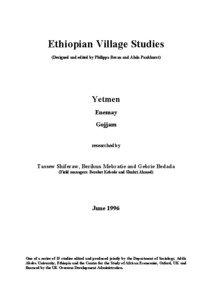 Ethiopian Village Studies (Designed and edited by Philippa Bevan and Alula Pankhurst)