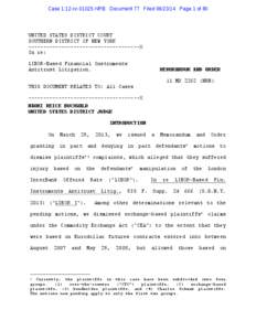 Case 1:12-cv[removed]NRB Document 77 Filed[removed]Page 1 of 80  UNITED STATES DISTRICT COURT SOUTHERN DISTRICT OF NEW YORK -------------------------------------X In re: