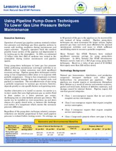 Using Pipeline Pump-Down Techniques To Lower Gas Line Pressure Before Maintenance