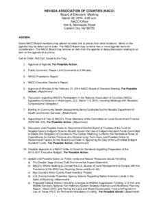 NEVADA ASSOCIATION OF COUNTIES (NACO) Board of Directors’ Meeting March 28, 2014, 9:00 a.m. NACO Office 304 S. Minnesota Street Carson City, NV 89703