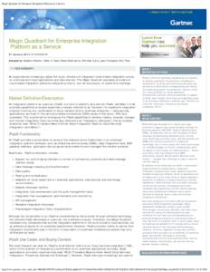Magic Quadrant for Enterprise Integration Platform as a Service
