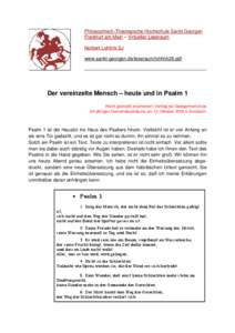 PDF: 99 KB. Der vereinzelte Mensch – heute und in Psalm 1