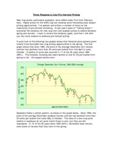 Three Reasons to Like Pre-Harvest Pricing