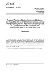 INFCIRC/172/Add.3 - Protocol Additional to the Agreement between the Republic of Iraq and the International Atomic Energy Agency for the Application of Safeguards in Connection with the Treaty on the Non-Proliferation of