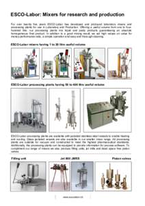 Laboratory mixers and processing plants for research and production
