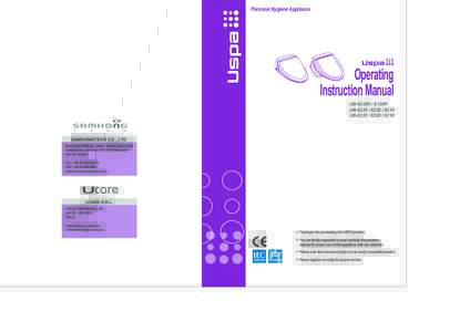 Personal Hygiene Appliance  Operating Instruction Manual UB-6035R / 6135R UB6210