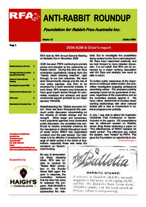 ANTI-RABBIT ROUNDUP Foundation for Rabbit-Free Australia Inc. Volume 13 Page 1  October 2009