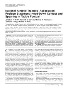 Journal of Athletic Training 2004;39(1):101–111 q by the National Athletic Trainers’ Association, Inc www.journalofathletictraining.org  National Athletic Trainers’ Association