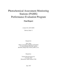 Photochemical Assessment Monitoring Stations (PAMS) Performance Evaluation Program Final Report  Contract No. 68-D3-0095