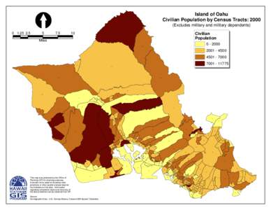 Island of Oahu Civilian Population by Census Tracts: 2000 (Excludes military and military dependents[removed].5