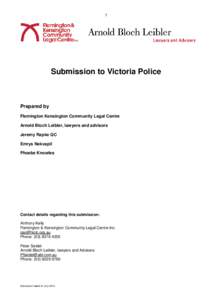 1  Submission to Victoria Police Prepared by Flemington Kensington Community Legal Centre