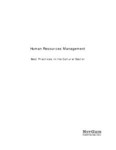 Human Resources Management Best Practices in the Cultural Sector Table of Contents  Acknowledgements __________________________________________________ 3