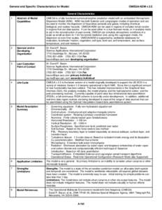 General and Specific Characteristics for Model:  OMEGA/ADM v.3.5 General Characteristics 1