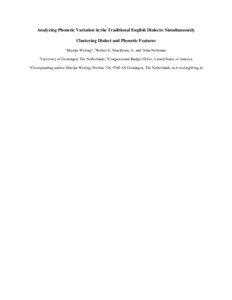 Analyzing Phonetic Variation in the Traditional English Dialects: Simultaneously Clustering Dialect and Phonetic Features a