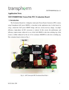 TDTTP4000W066 Rev1.0  Application Note: TDTTP4000W066 Totem Pole PFC Evaluation Board 1. Introduction The Evaluation Board for a bridgeless totem-pole Power-Factor-Correction (PFC) circuit,