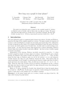 How long can a graph be kept planar? V. Anuradha IIT Bombay Chinmay Jain IIT Bombay