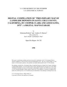 U.S. DEPARTMENT OF THE INTERIOR U.S. GEOLOGICAL SURVEY DIGITAL COMPILATION OF 