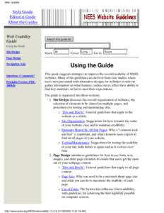 Web Usability  Style Guide Editorial Guide About the Guides Web Usability