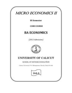 MICRO ECONOMICS II III Semester CORE COURSE BA ECONOMICS[removed]Admission)