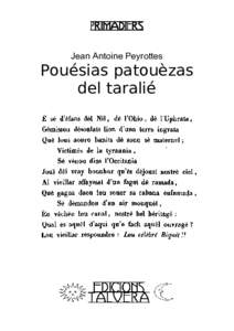 PrimadiErs Jean Antoine Peyrottes Pouésias patouèzas del taralié