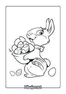 Dibujo-de-conejo-de-Pascua-con-huevos-para-colorear