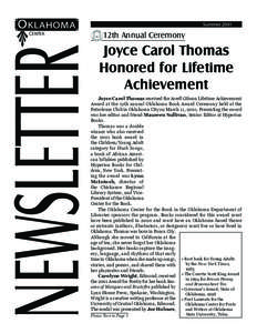 O KLAHOMA  12th Annual Ceremony Joyce Carol Thomas Honored for Lifetime
