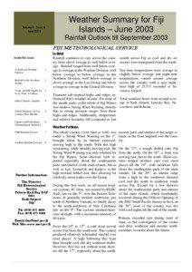 Weather Summary for Fiji Islands – June 2003