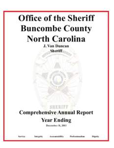 Office of the Sheriff Buncombe County North Carolina J. Van Duncan Sheriff